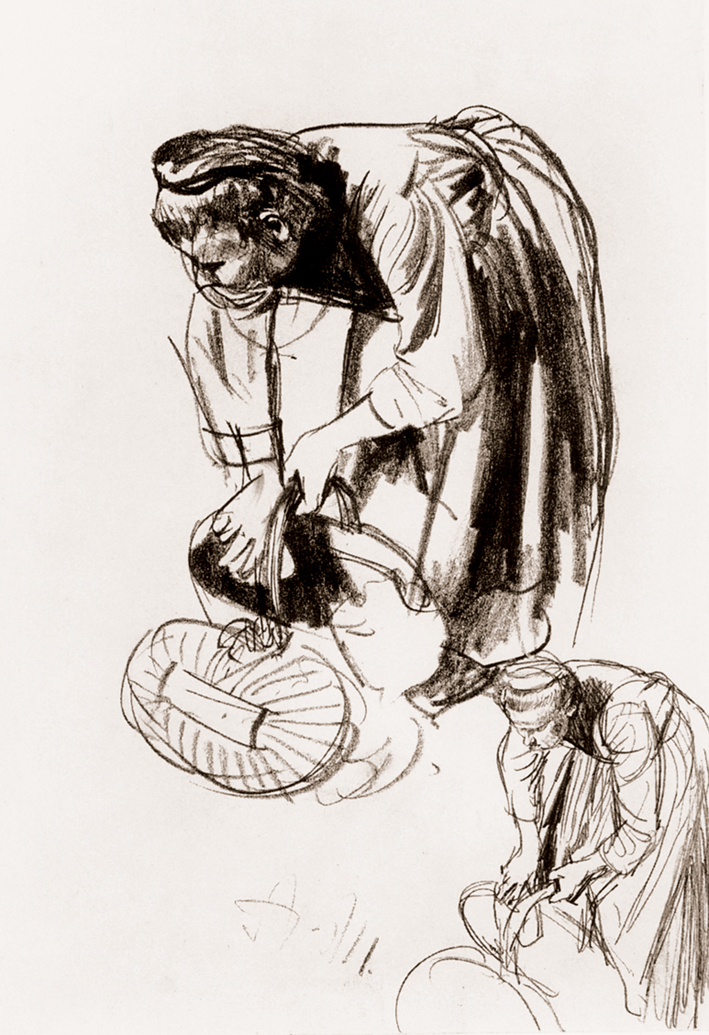  Adolpyh Von Menzel —— 拿着食物篮子的女人